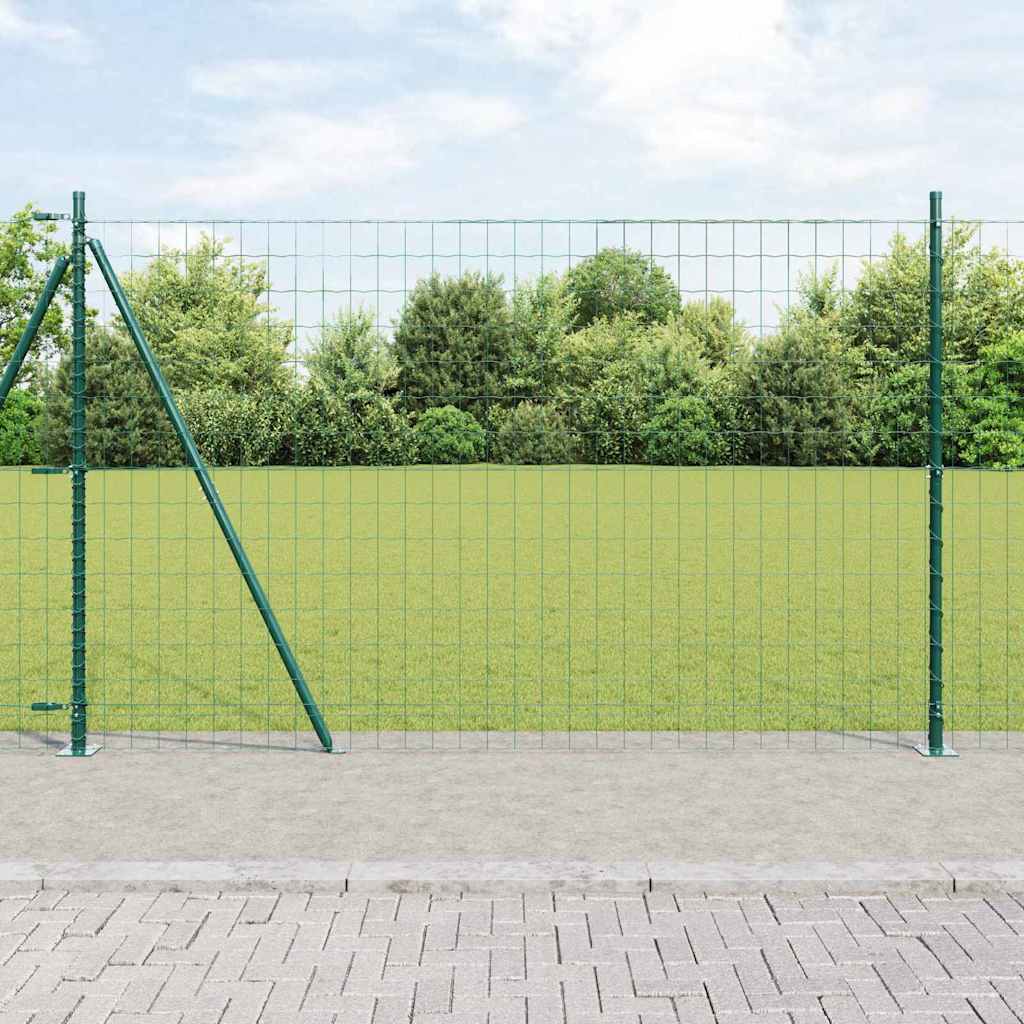 Vidaxl hek met paal groen 1,5 x 10 m staal en pvc