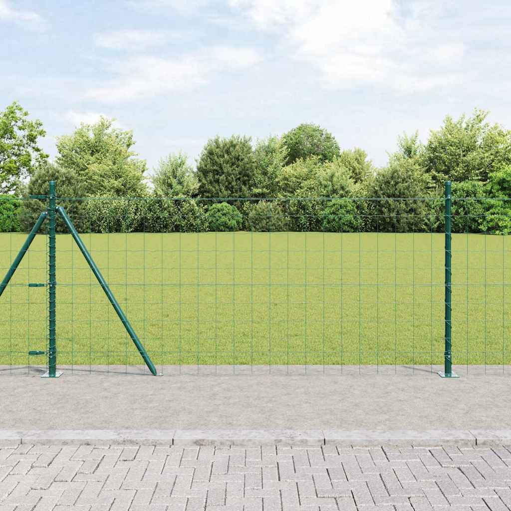 Vidaxl hek met paal groen 0,8 x 25 m staal