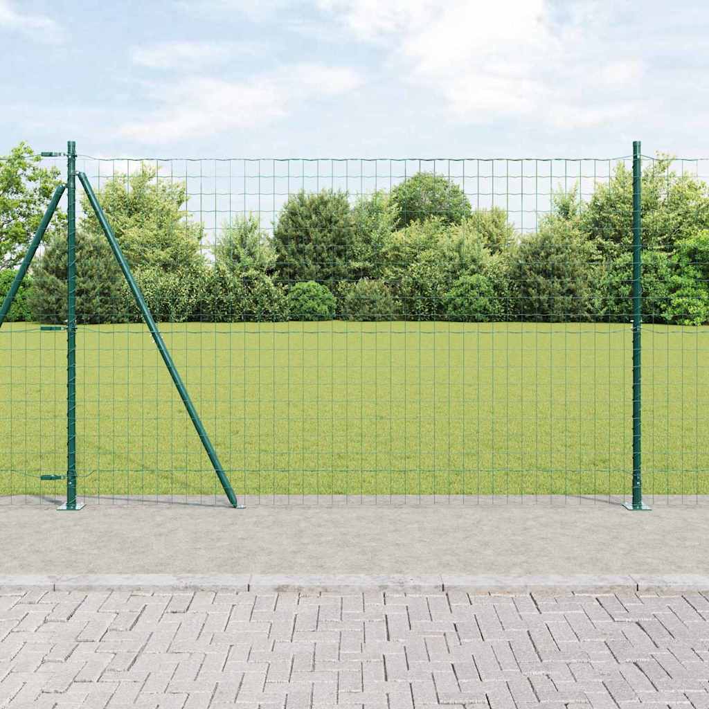 Vidaxl hek met paal groen 1,4 x 10 m staal en pvc