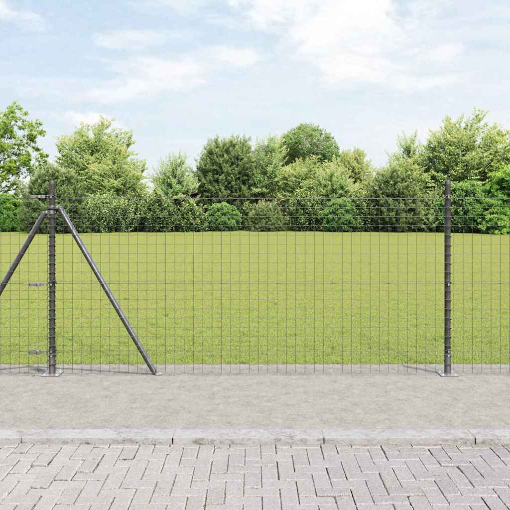 Vidaxl hek met paal grijs 1 x 10 m staal en pvc