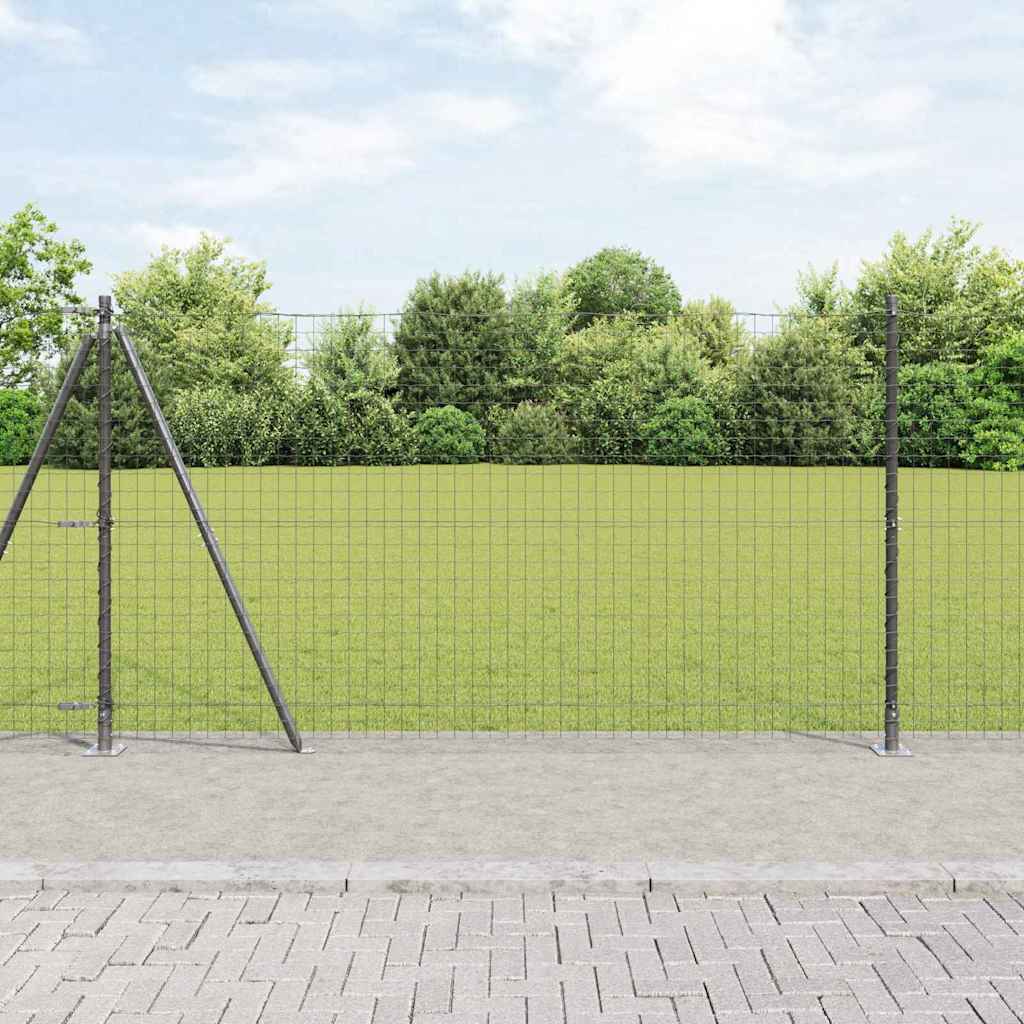Vidaxl hek met paal grijs 1,2 x 10 m staal en pvc