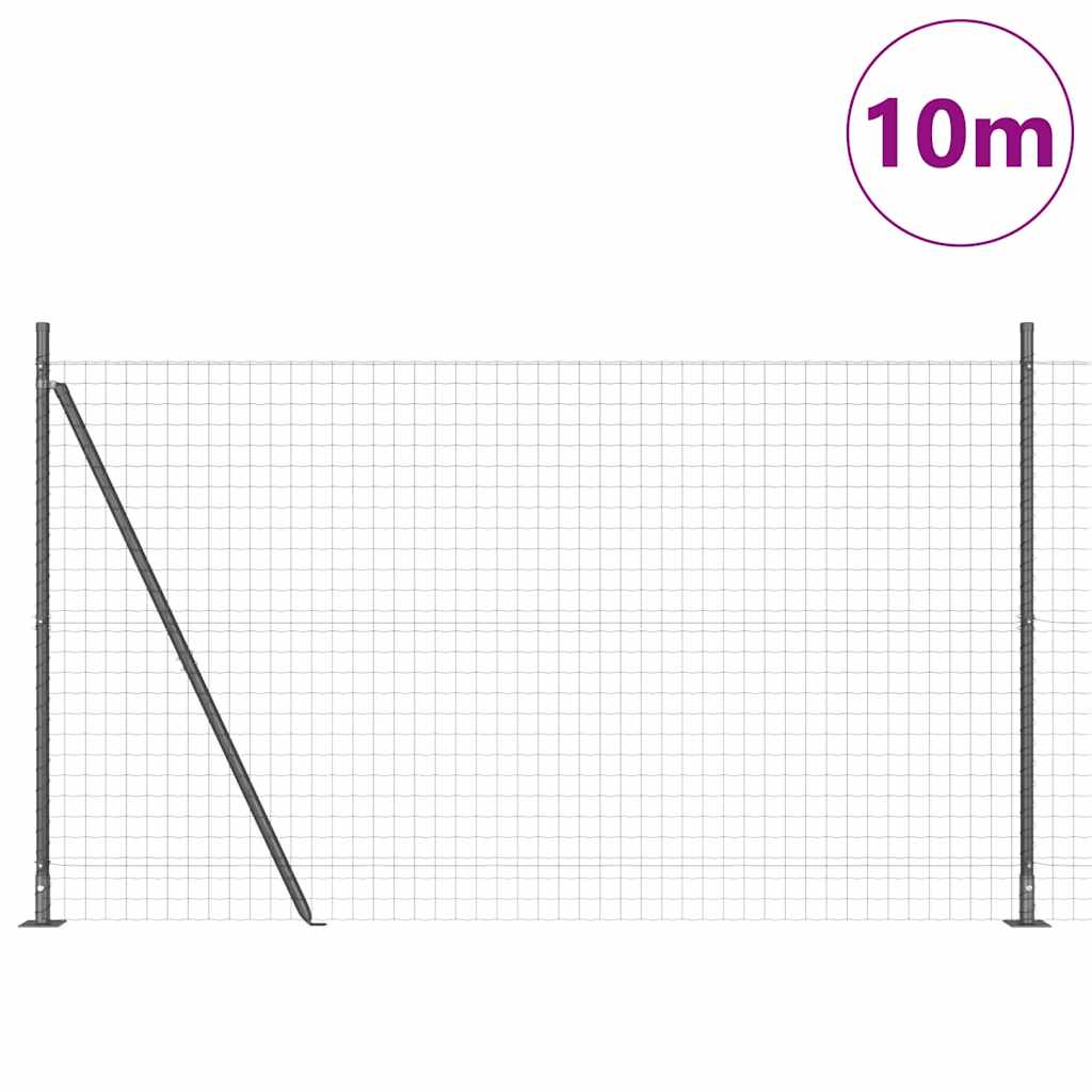 Vidaxl hek met paal grijs 1,5 x 10 m staal en pvc
