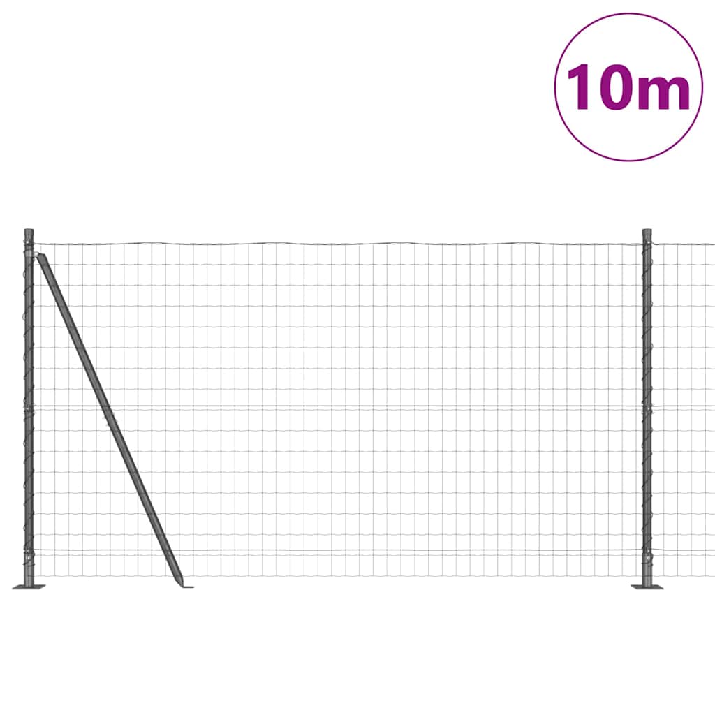 Vidaxl hek met paal grijs 1,2 x 10 m staal en pvc