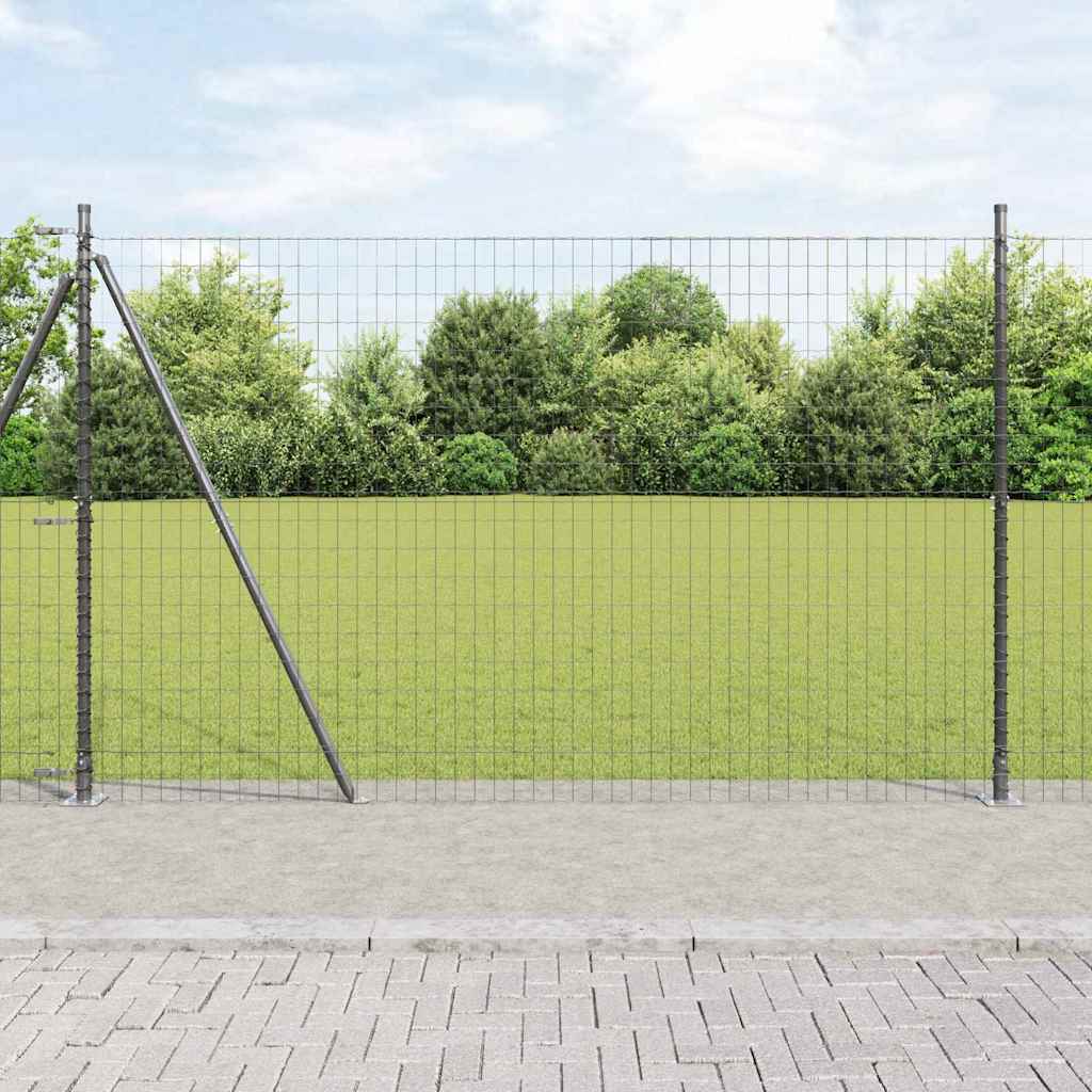 Vidaxl hek met paal grijs 1,4 x 10 m staal en pvc