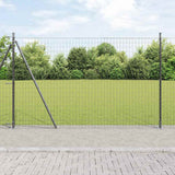 Vidaxl hek met paal grijs 1,4 x 10 m staal en pvc