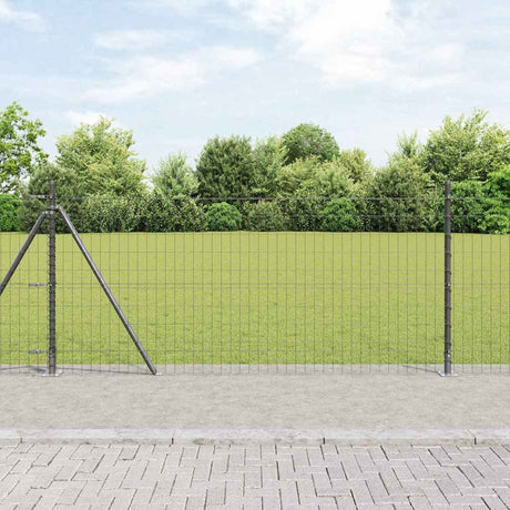 Vidaxl hek met paal grijs 1 x 10 m staal en pvc