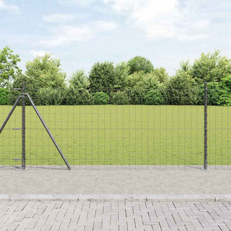 Vidaxl hek met paal grijs 0,8 x 10 m staal en pvc