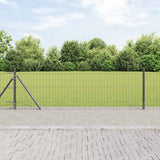 Vidaxl hek met paal grijs 0,6 x 25 m staal en pvc