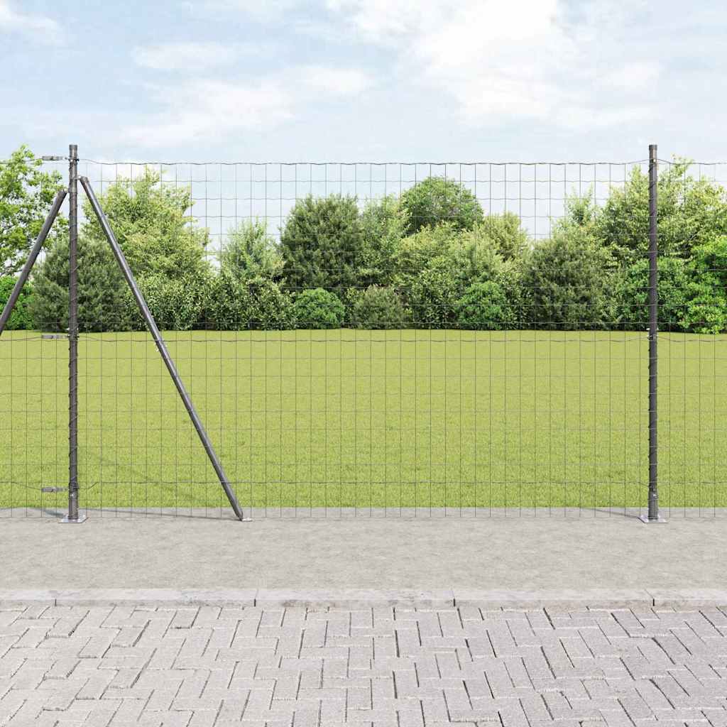 Vidaxl hek met paal grijs 1,5 x 10 m staal