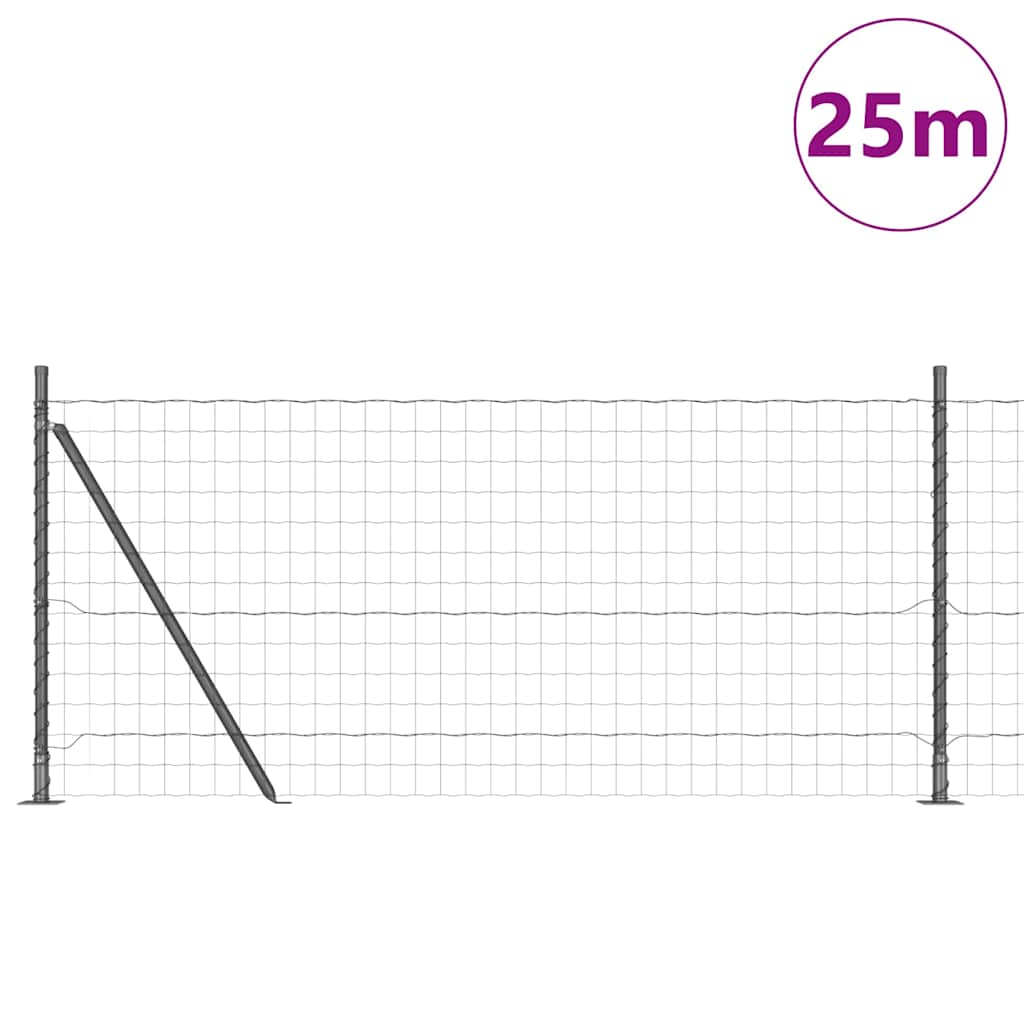 Vidaxl hek met paal grijs 0,8 x 25 m staal