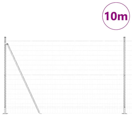Vidaxl hek met paal zilver 1,5 x 10 m staal