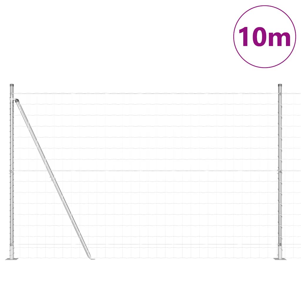 Vidaxl hek met paal zilver 1,5 x 10 m staal