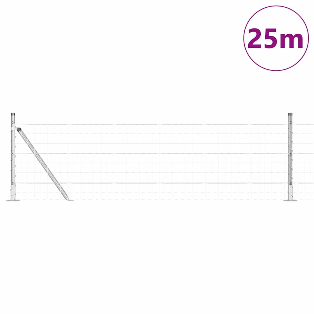 Vidaxl hek met paal zilver 0,4 x 25 m staal