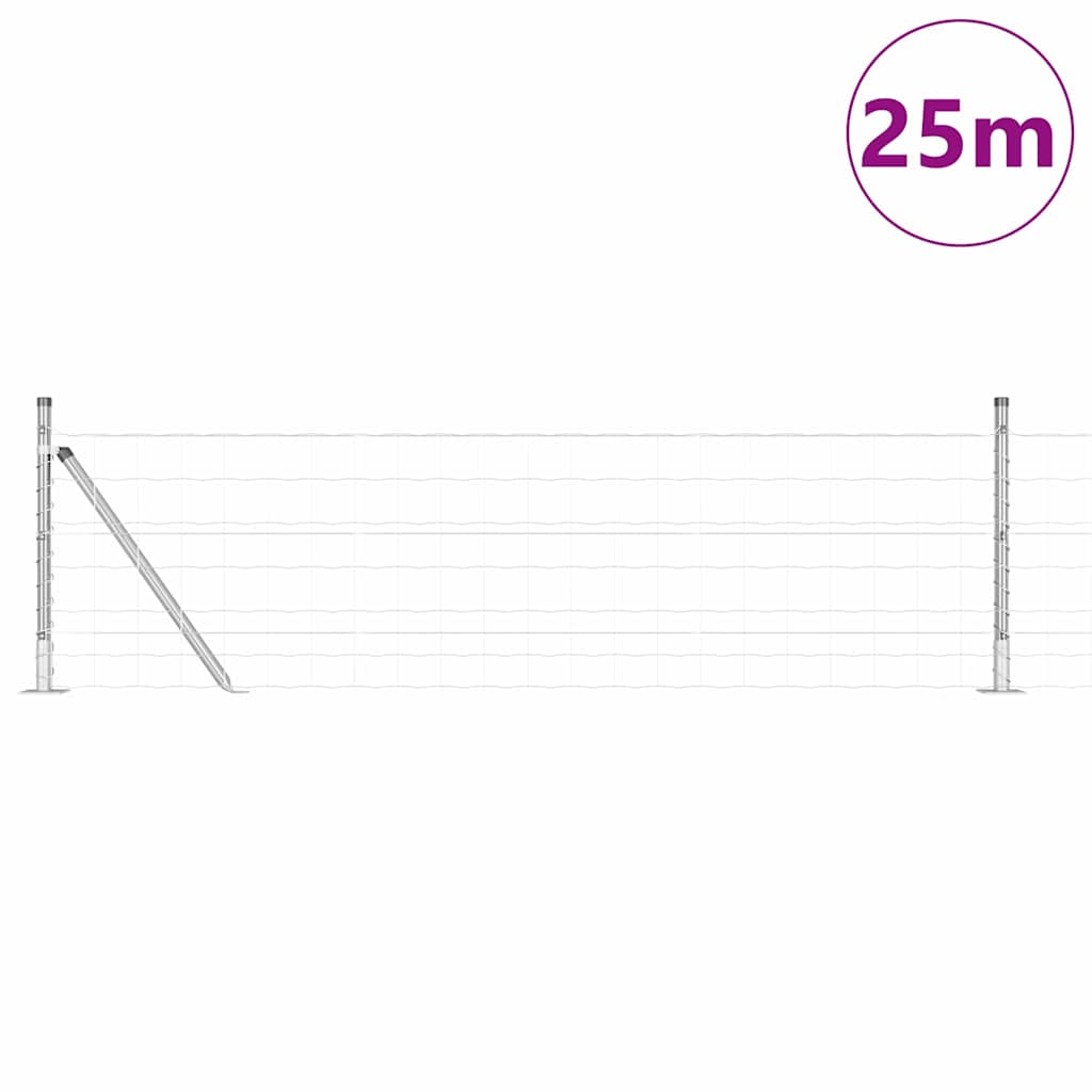 Vidaxl hek met paal zilver 0,4 x 25 m staal