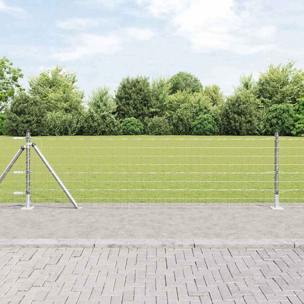 Vidaxl hek met paal zilver 0,6 x 25 m staal