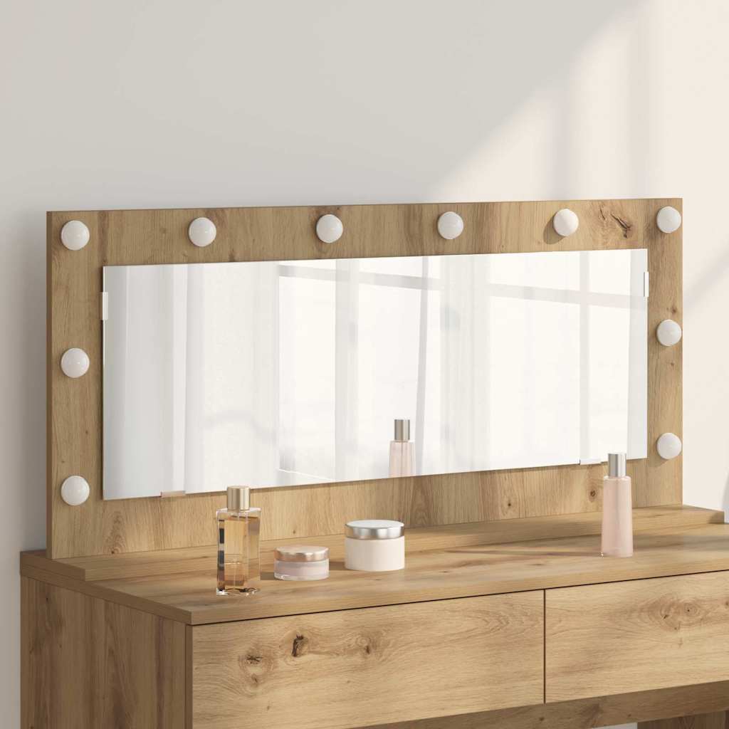 Vidaxl schmink spiegel rechthoekig artisan eiken 100 x 45 x 18 cm