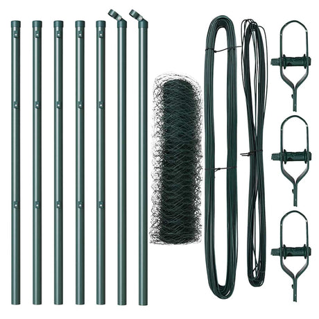 Vidaxl afrasteringspaal groen 10 x 0,5 m (50 mm gaas) staal en pvc