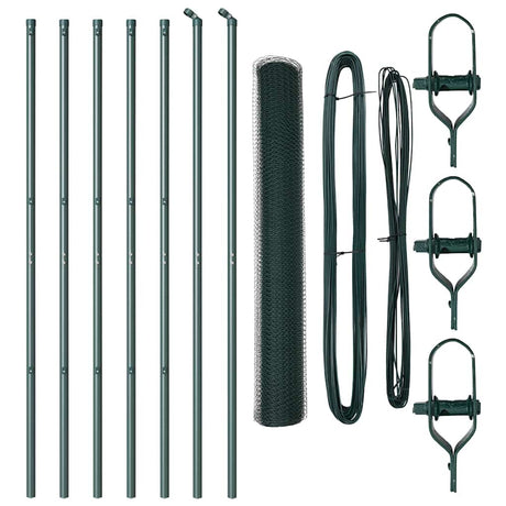 Vidaxl afrasteringspaal groen 10 x 1 m (25 mm gaas) staal en pvc