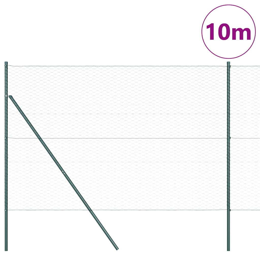 Vidaxl afrasteringspaal groen 10 x 1,5 m (36 mm gaas) staal en pvc