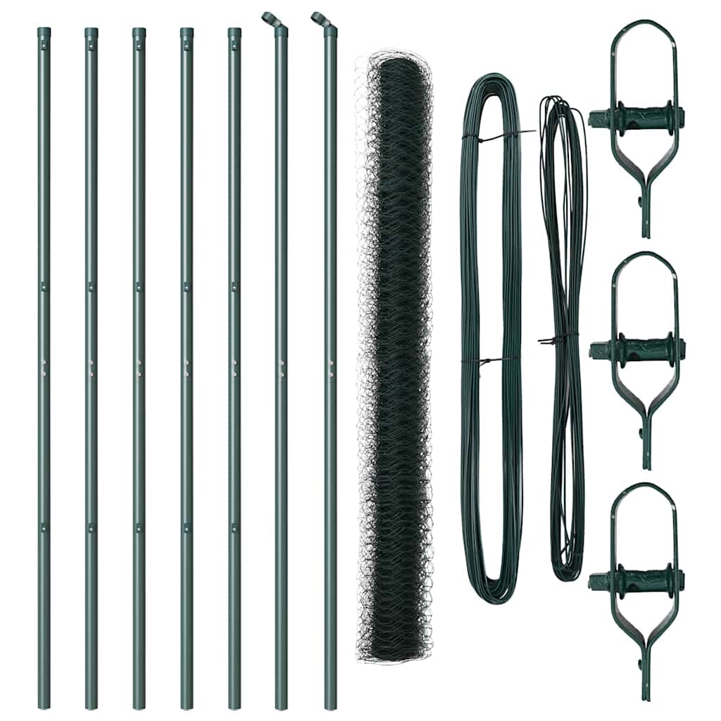 Vidaxl afrasteringspaal groen 10 x 1,6 m (50 mm gaas) staal en pvc