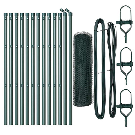Vidaxl afrasteringspaal groen 25 x 0,4 m (13 mm gaas) staal en pvc