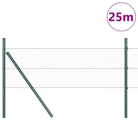 Vidaxl afrasteringspaal groen 25 x 0,4 m (25 mm gaas) staal en pvc