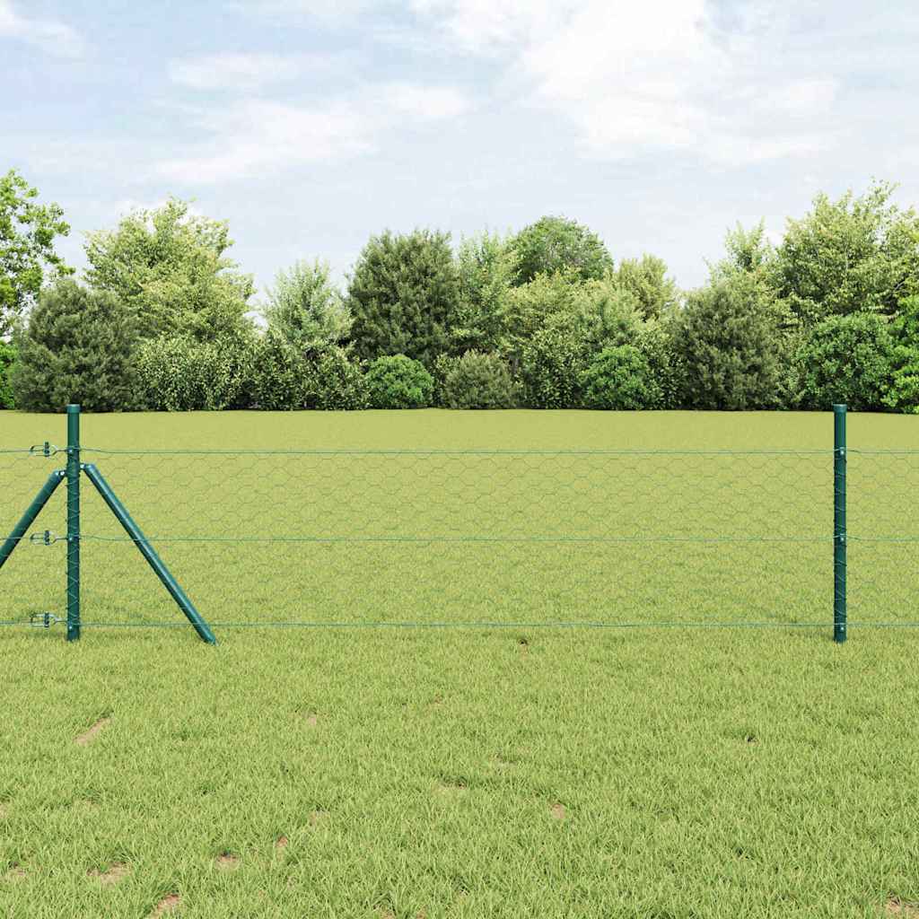 Vidaxl afrasteringspaal groen 25 x 0,8 m (50 mm gaas) staal en pvc