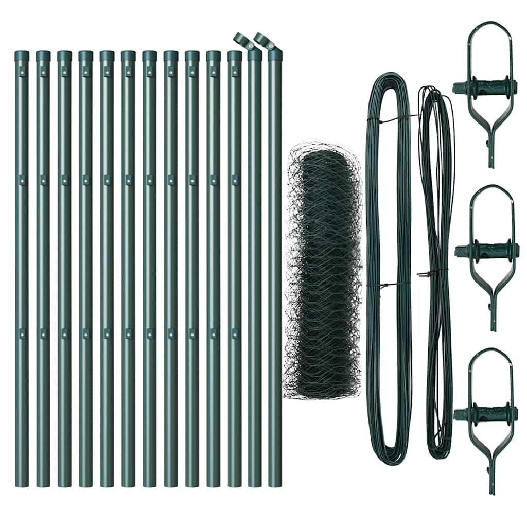 Vidaxl afrasteringspaal groen 25 x 0,8 m (50 mm gaas) staal en pvc