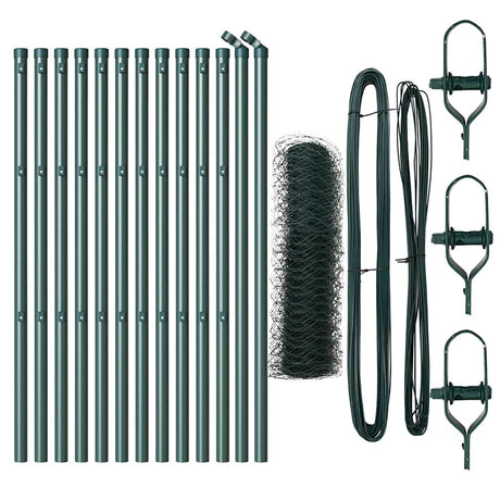 Vidaxl afrasteringspaal groen 25 x 0,8 m (50 mm gaas) staal en pvc