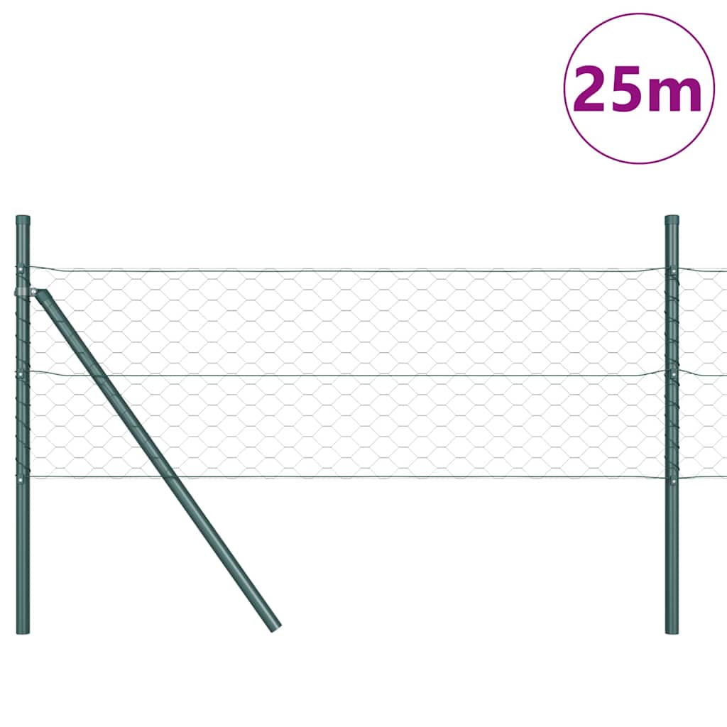 Vidaxl afrasteringspaal groen 25 x 0,8 m (50 mm gaas) staal en pvc