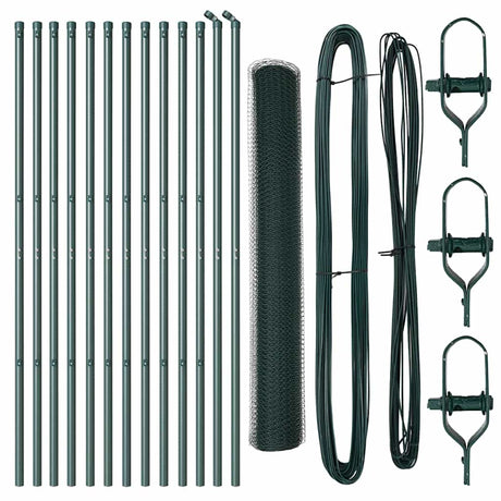 Vidaxl afrasteringspaal groen 25 x 1 m (25 mm gaas) staal