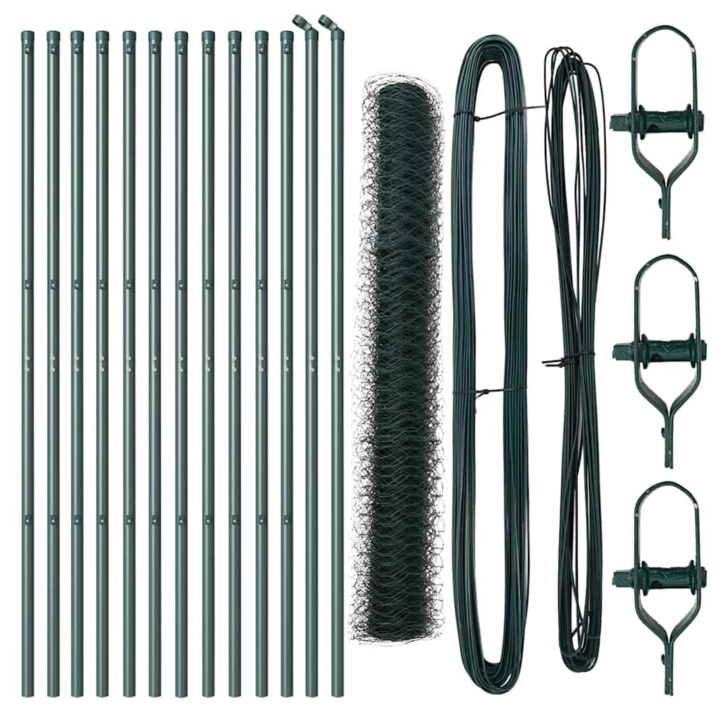 Vidaxl afrasteringspaal groen 25 x 1,4 m (36 mm gaas) staal en pvc