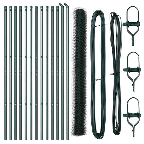 Vidaxl afrasteringspaal groen 25 x 1,6 m (50 mm gaas) staal en pvc