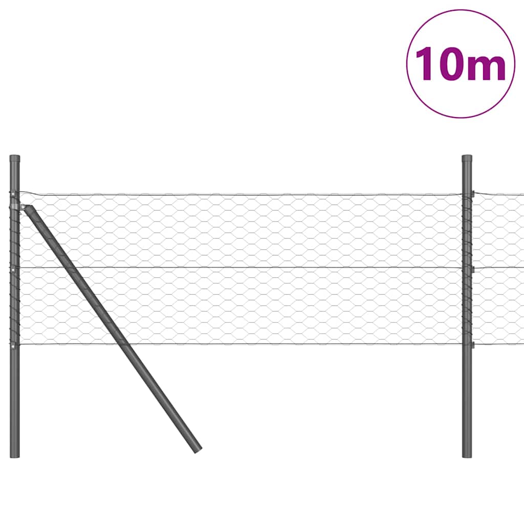 Vidaxl afrasteringspaal grijs 10 x 0,5 m (36 mm gaas) staal en pvc