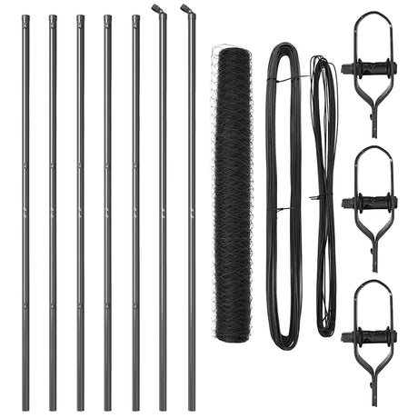 Vidaxl afrasteringspaal grijs 10 x 1,2 m (50 mm gaas) staal en pvc