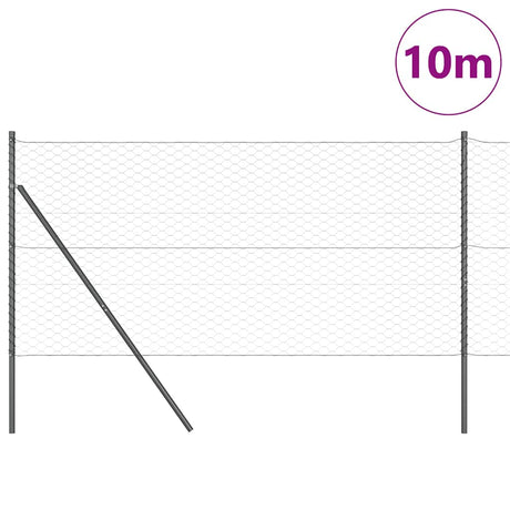 Vidaxl afrasteringspaal grijs 10 x 1,2 m (50 mm gaas) staal en pvc