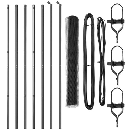 Vidaxl afrasteringspaal grijs 10 x 1,4 m (25 mm gaas) staal en pvc