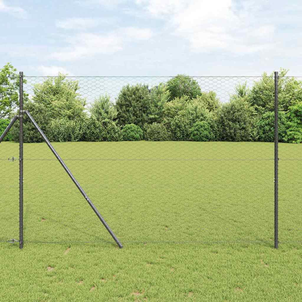 Vidaxl afrasteringspaal grijs 10 x 1,5 m (36 mm gaas) staal en pvc