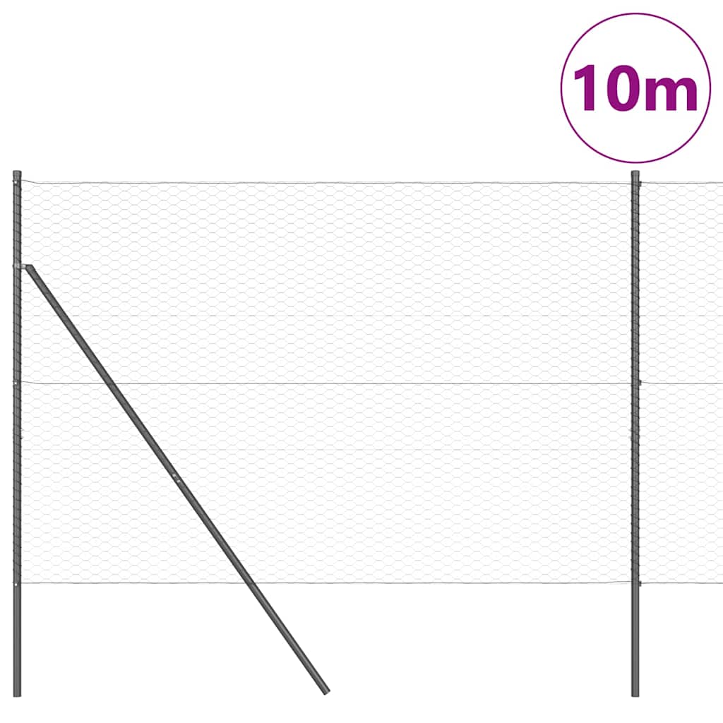 Vidaxl afrasteringspaal grijs 10 x 1,5 m (36 mm gaas) staal en pvc