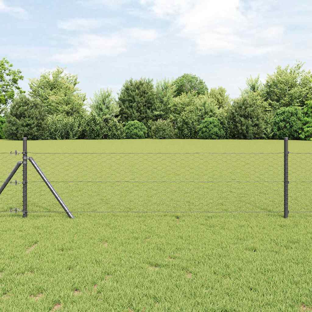Vidaxl afrasteringspaal grijs 25 x 0,4 m (36 mm gaas) staal en pvc