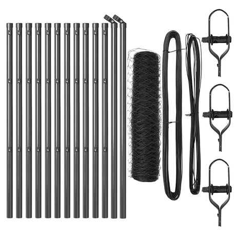 Vidaxl afrasteringspaal grijs 25 x 0,4 m (50 mm gaas) staal en pvc