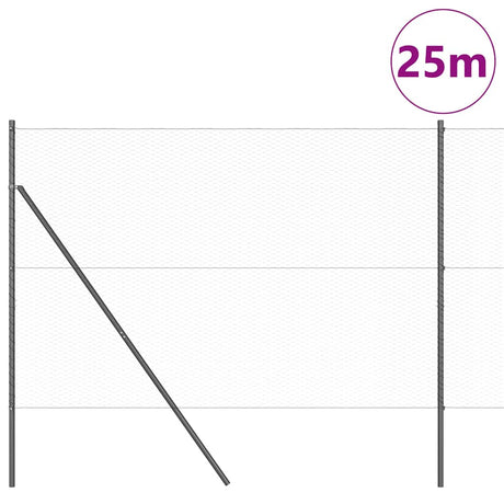 Vidaxl afrasteringspaal grijs 25 x 1,6 m (25 mm gaas) staal en pvc