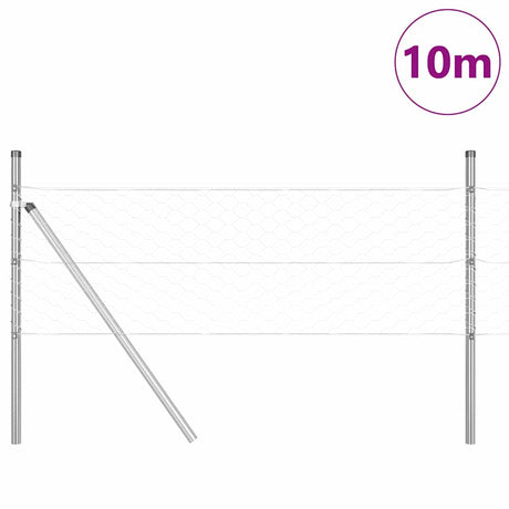 Vidaxl afrasteringspaal zilver 10 x 0,8 m (50 mm gaas) staal