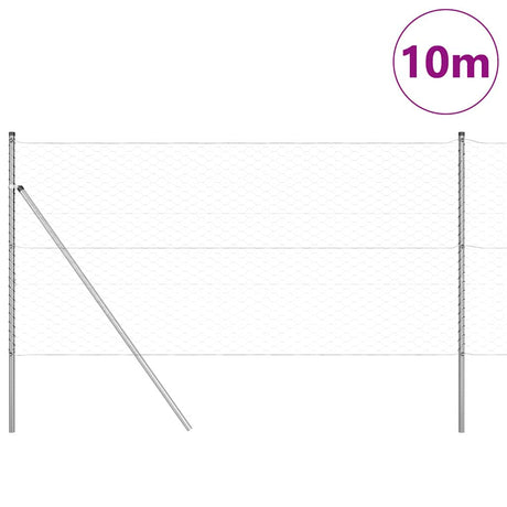 Vidaxl afrasteringspaal zilver 10 x 1,4 m (50 mm gaas) staal
