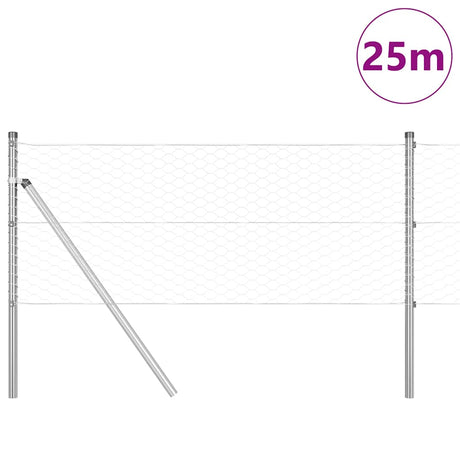 Vidaxl afrasteringspaal zilver 25 x 0,6 m (36 mm gaas) staal