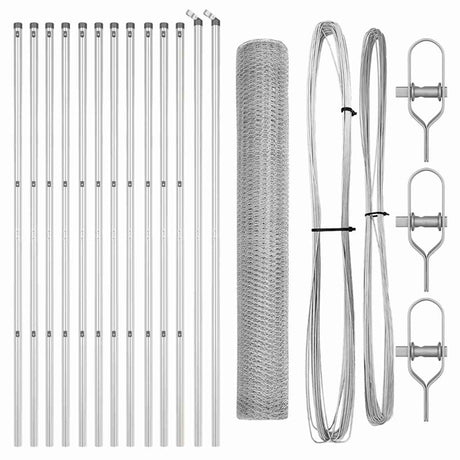 Vidaxl afrasteringspaal zilver 25 x 1 m (25 mm gaas) staal