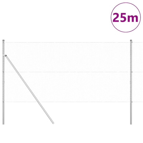 Vidaxl afrasteringspaal zilver 25 x 1 m (25 mm gaas) staal