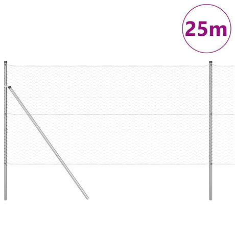 Vidaxl afrasteringspaal zilver 25 x 1,2 m (36 mm gaas) staal