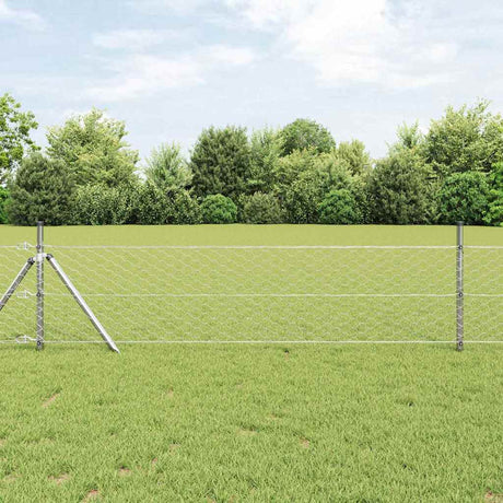Vidaxl afrasteringspaal zilver 50 x 0,4 m (50 mm mesh) staal