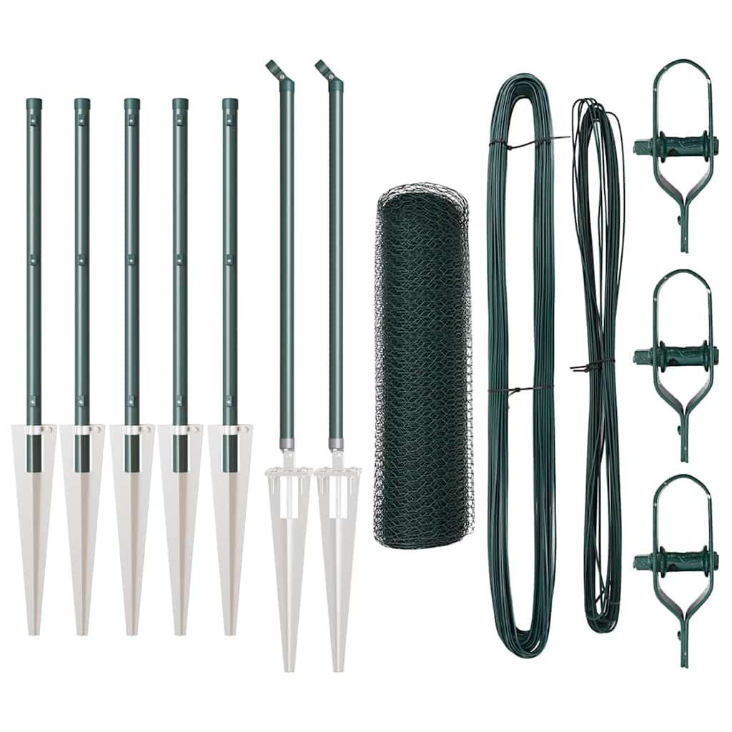 Vidaxl afrasteringspaal groen 10 x 0,6 m (25 mm gaas) staal en pvc